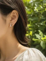 Aurelia Leaf Crystal Earrings - Image 3